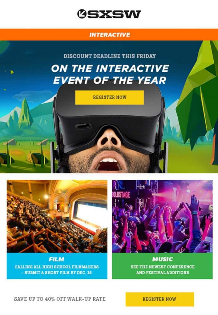 SXSW south by southwest newsletter example