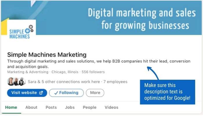 LinkedIn Company Profile-Description-Optimize For Google Example LinkedIn Company Profile-Description-Optimize For Google Example