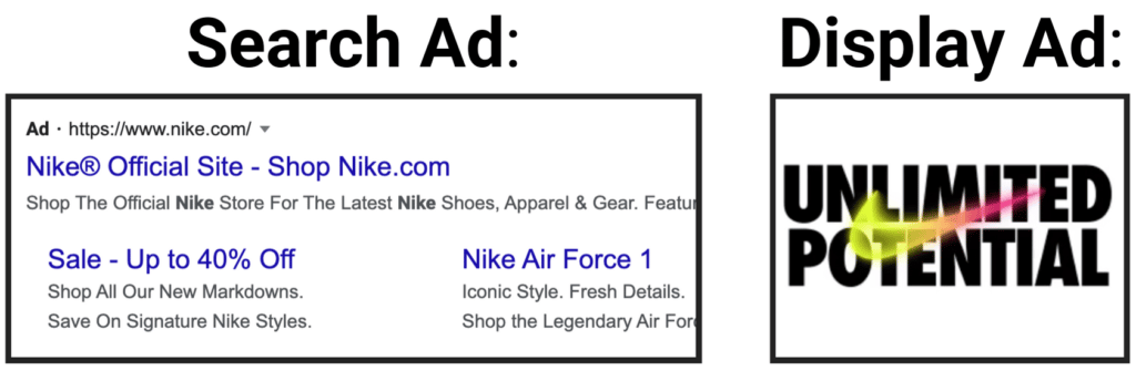 search campaign vs display campaign marketing google ads