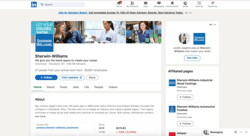 LinkedIn Company Showcase Page