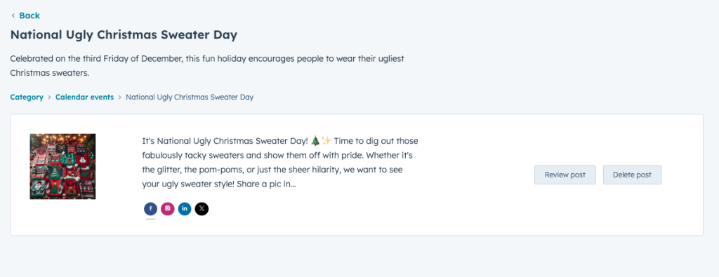 Sample post about ugly sweater day