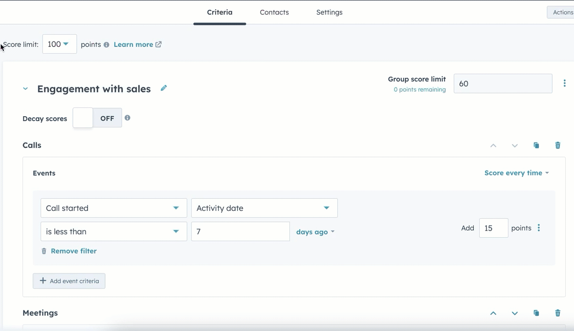 HubSpot Lead Scoring